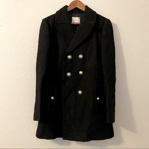 Ann Taylor Loft Black Coat With Gold Buttons
